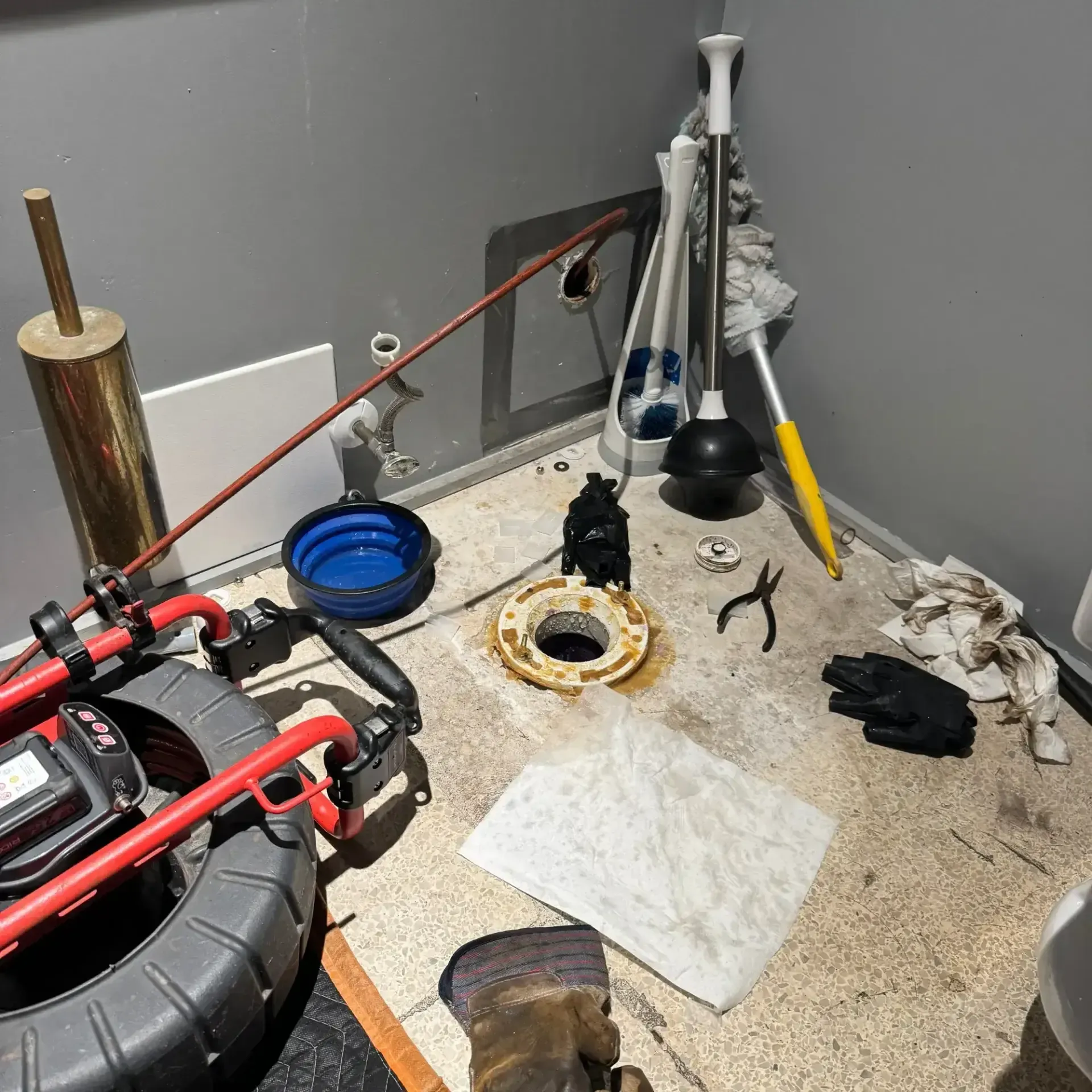Old exterior piping before replacement