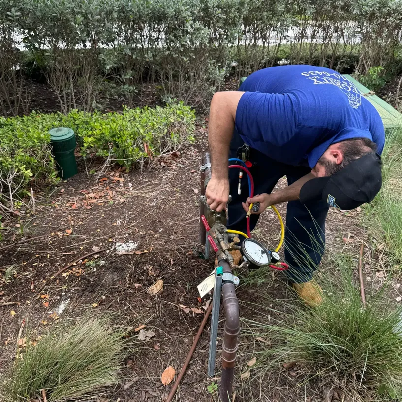 Certified backflow testing on a commercial property in West Palm Beach